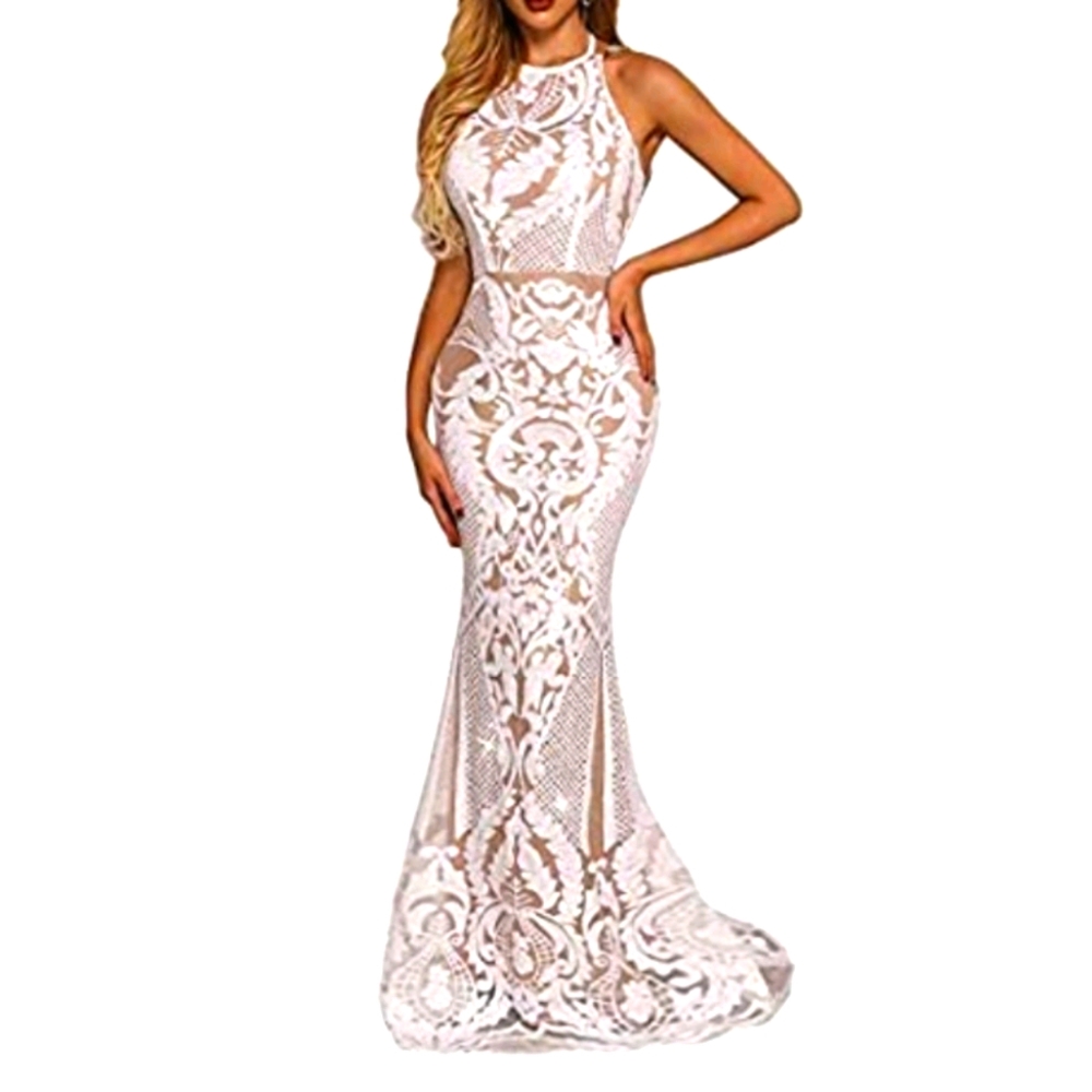 Tie Back Chain Detail Mermaid Hem Sequin Dress